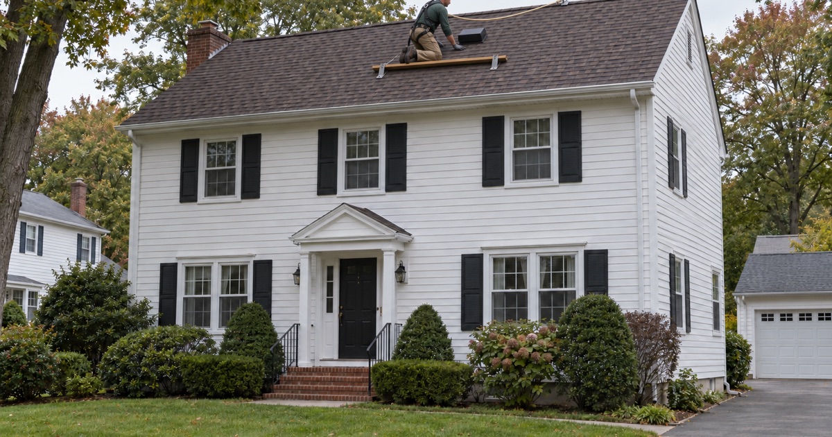 Putting a roof right on an Aberdeen colonial before a sale